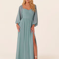 Chiffon Bridesmaid Dress with Bishop Sleeves Madeline Gardner