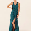 Luxe Satin Bridesmaid Dress with Ruffle Detail Madeline Gardner