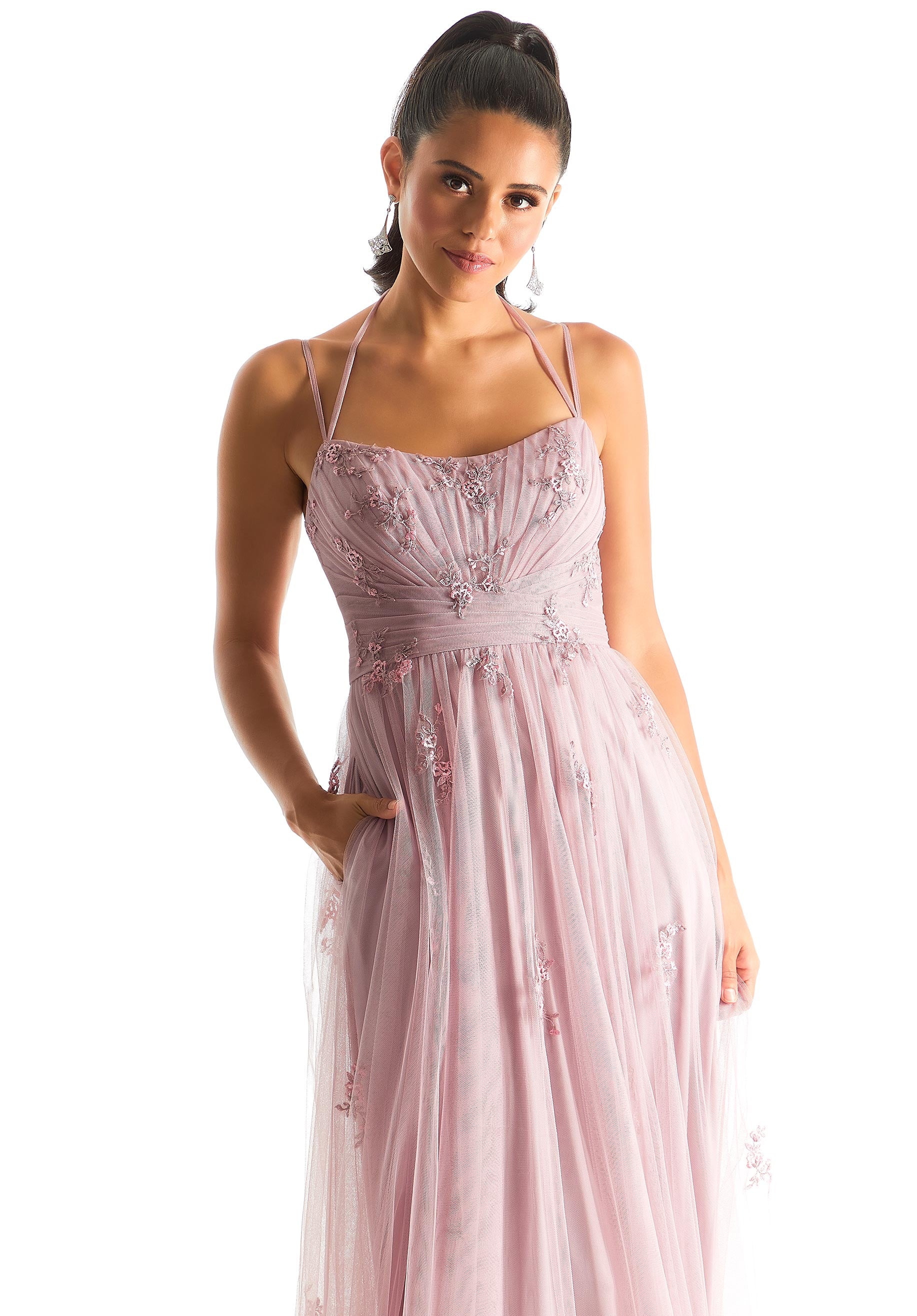 Draped English Net Bridesmaid Dress with Appliqu��s Madeline Gardner
