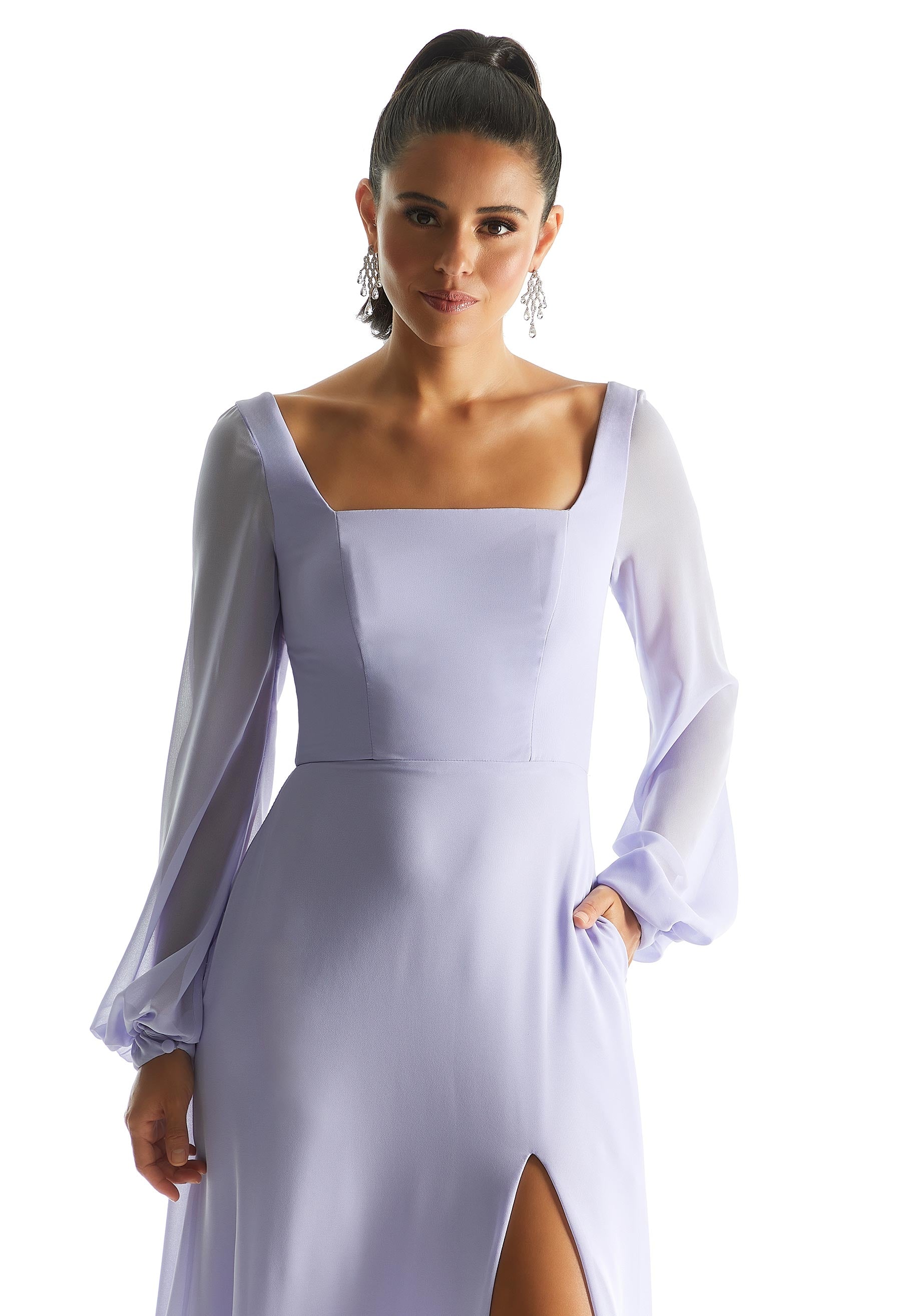 Square Neck Chiffon Bridesmaid Dress with Bow Madeline Gardner