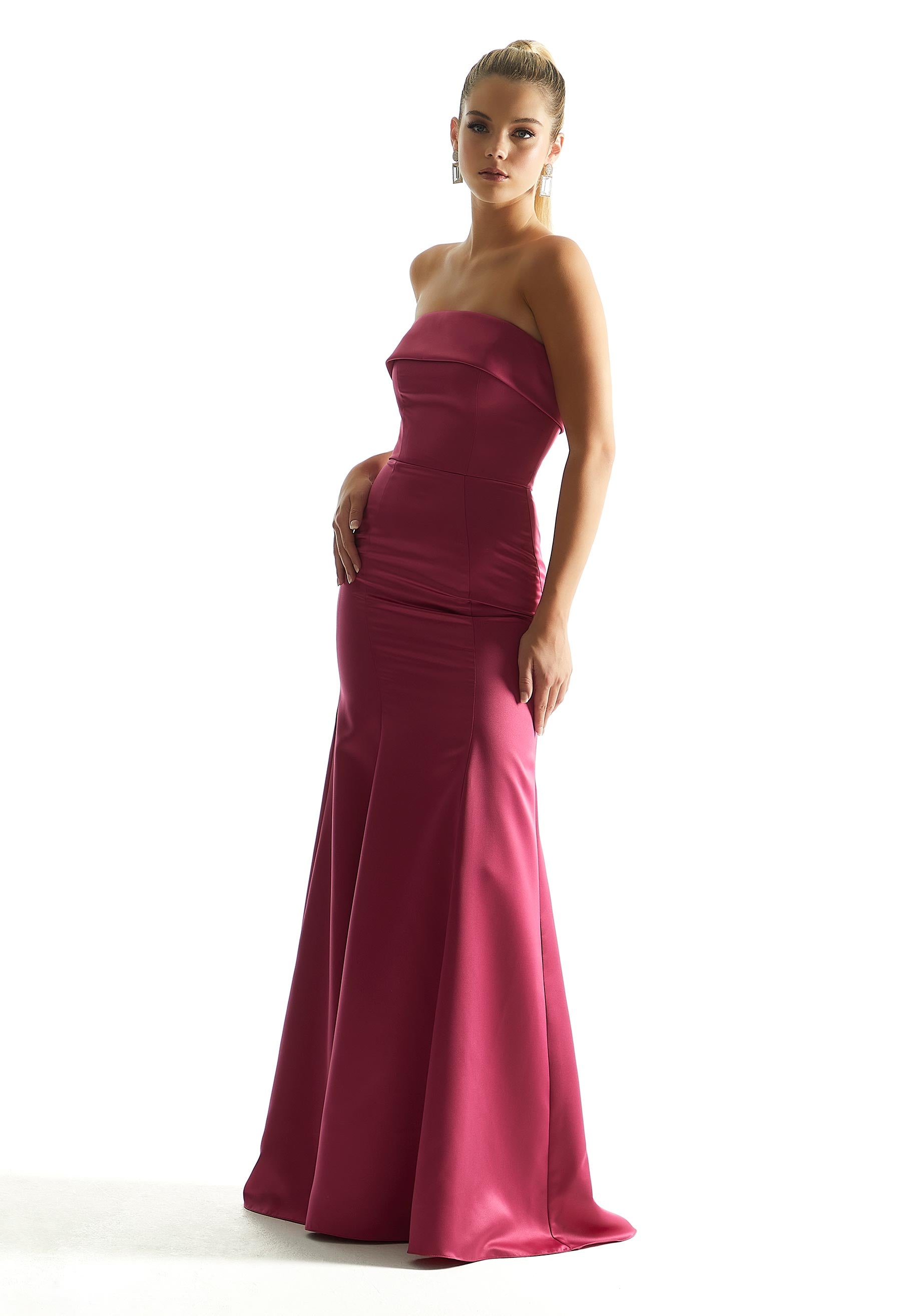 Satin Mermaid Bridesmaid Dress with Cuffed Neckline Madeline Gardner