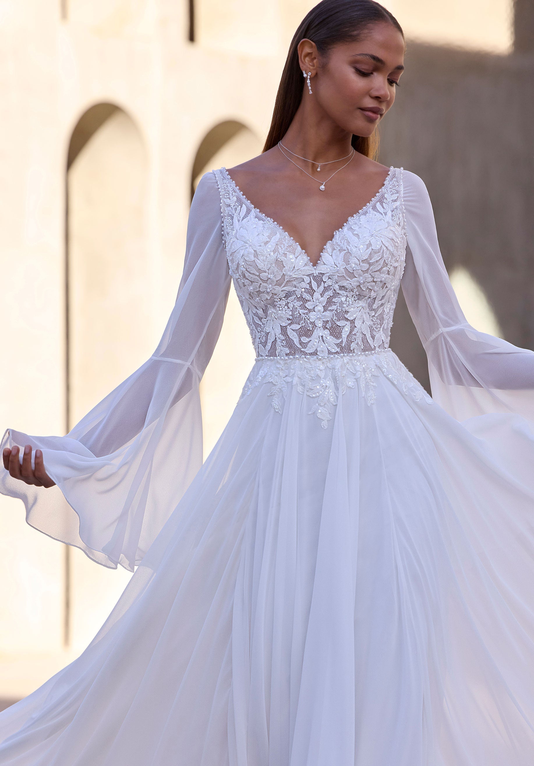 chiffon-flare-sleeves Morilee