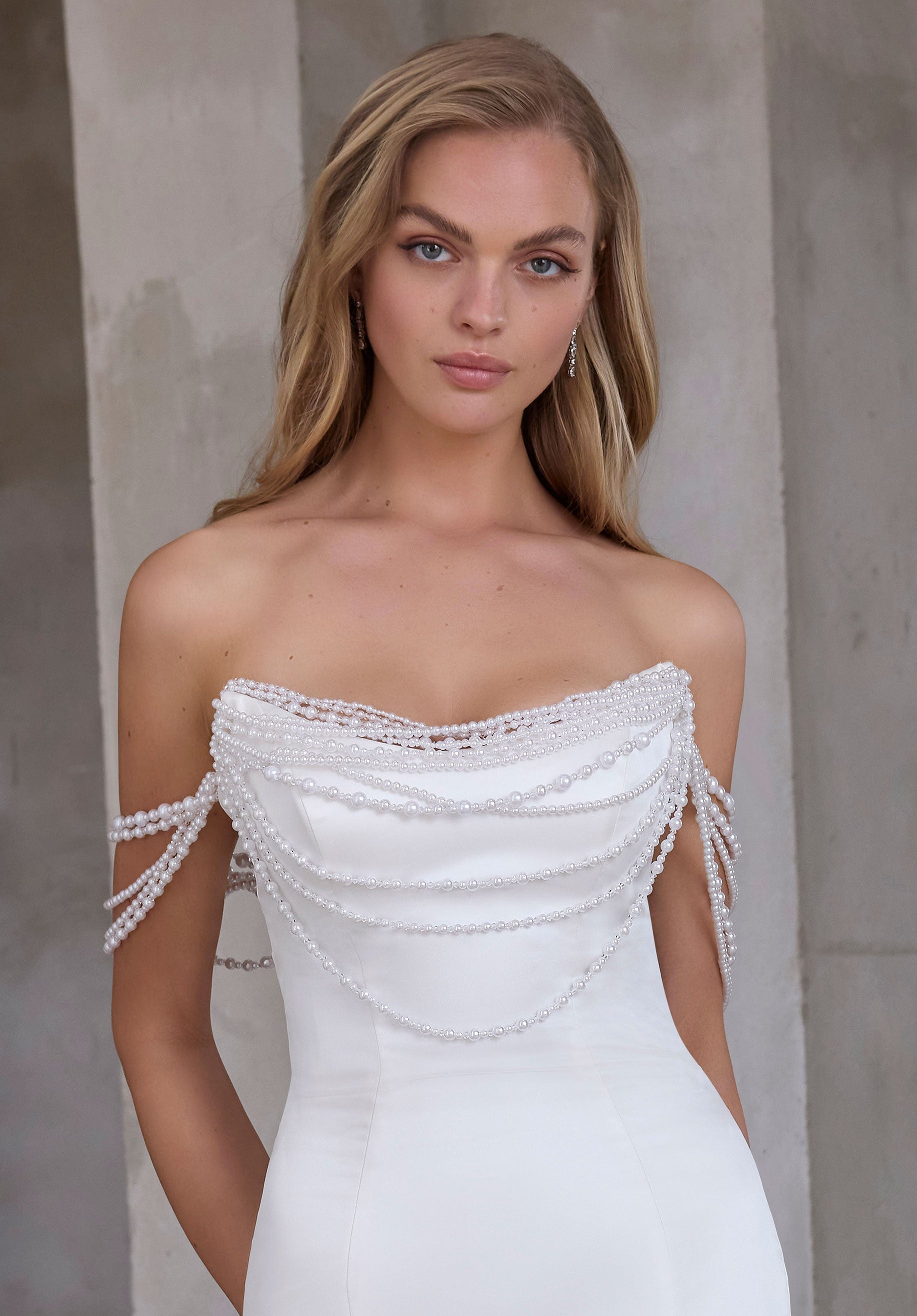 draped-pearl-neck-and-sleeves Morilee