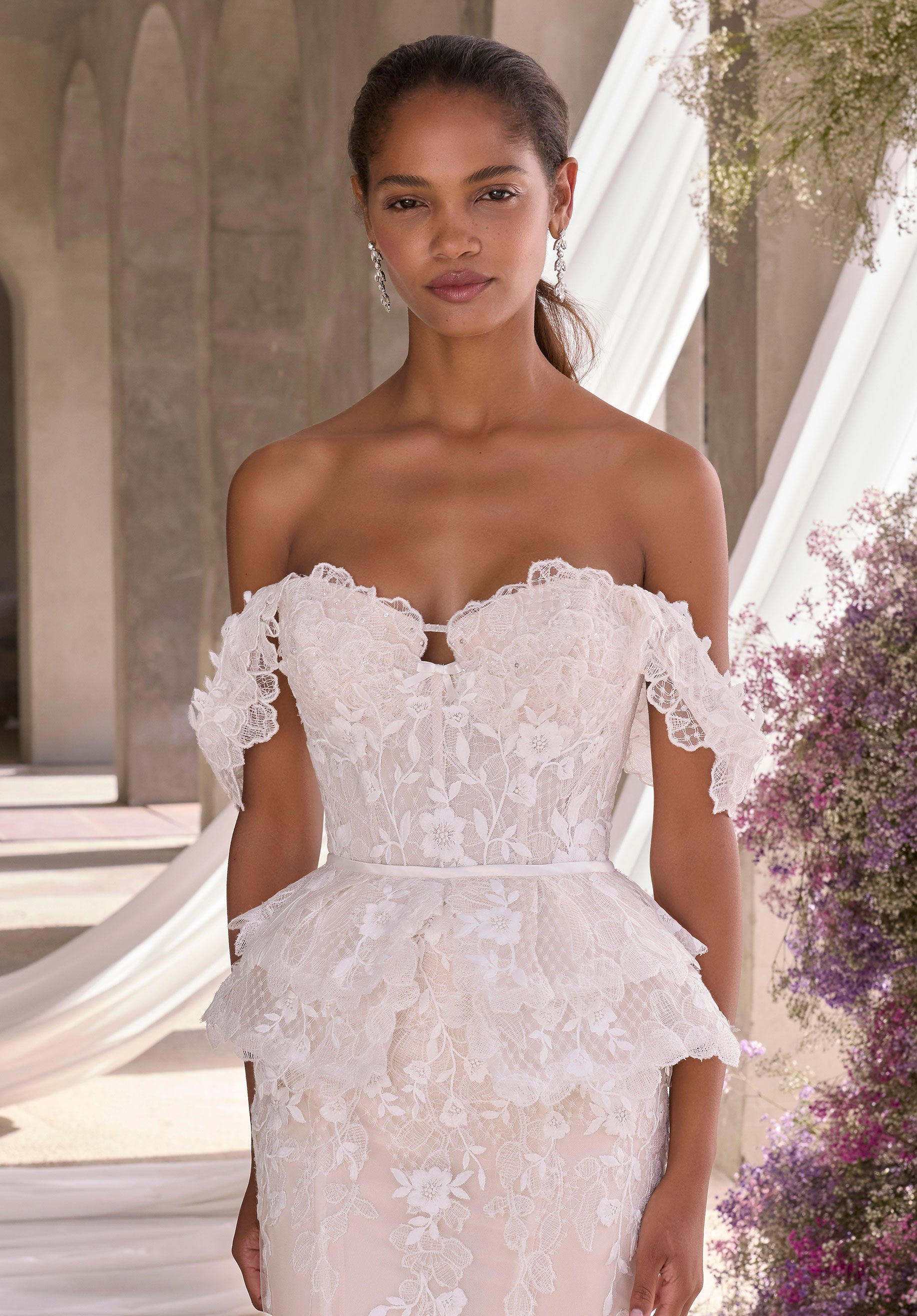 floral-embroidered-swiss-dot-off-the-shoulder-sleeves Morilee