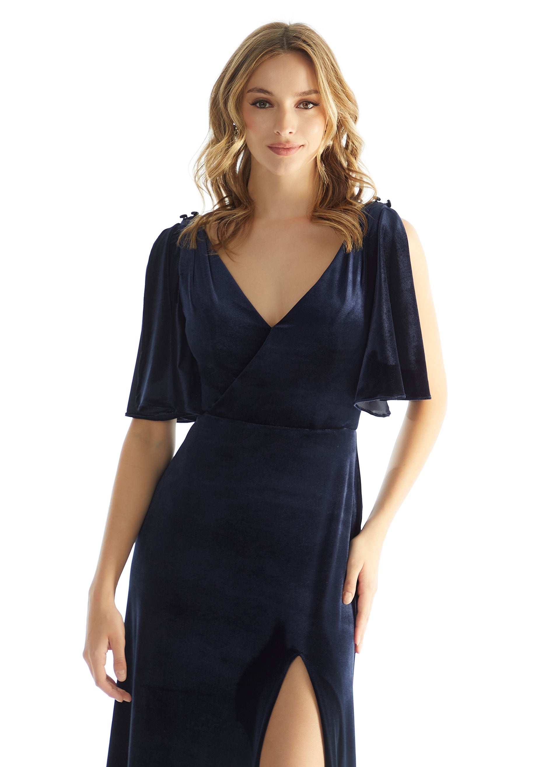 Slim A-line Stretch Velvet Bridesmaid Dress Morilee