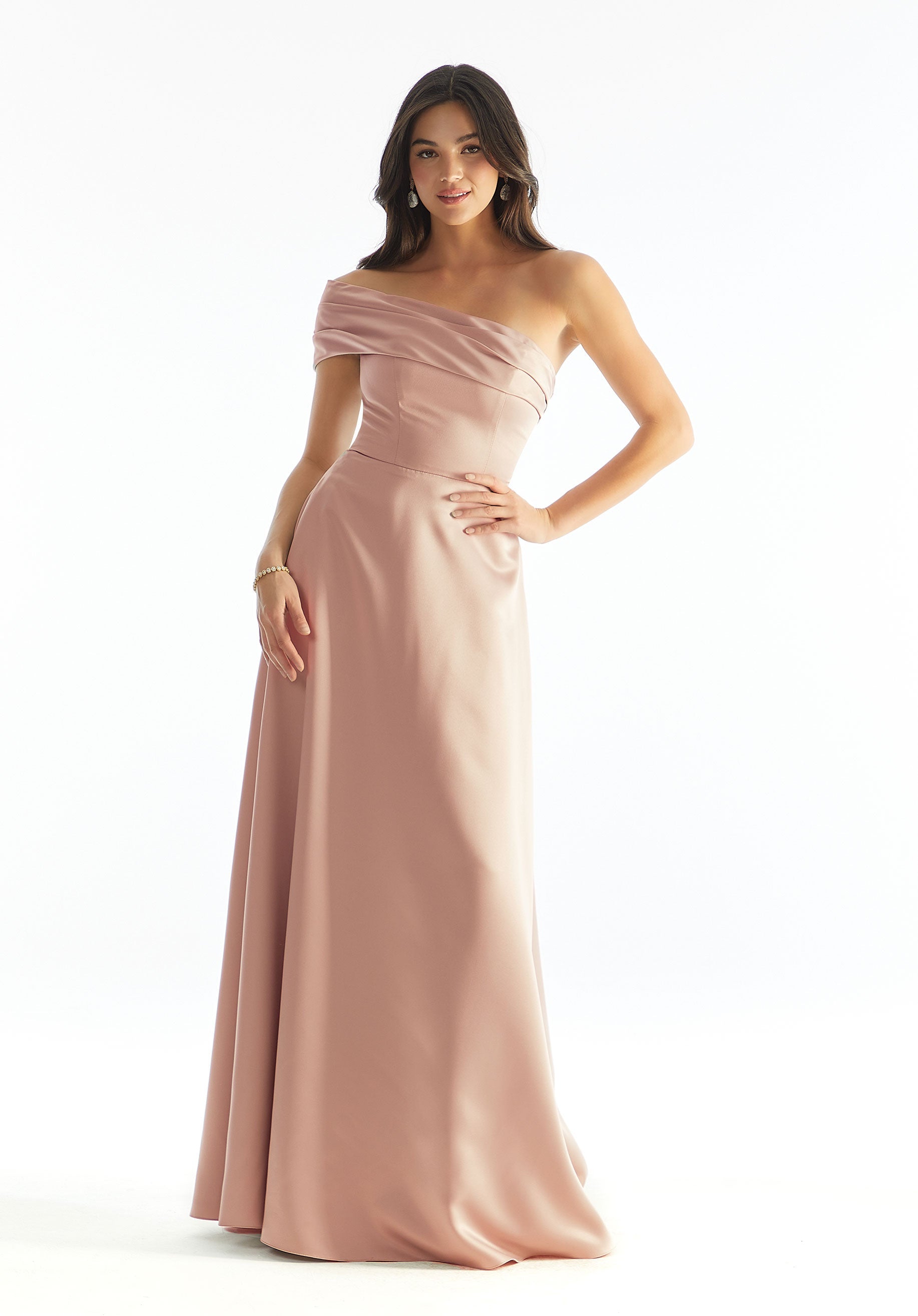 Cuffed One Shoulder Satin Bridesmaid Dress Morilee