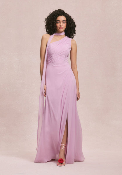 mauve chiffon bridesmaid dresses A-Line Floor Length Chiffon Bridesmaid Dress Pleating COCOMELODY CB0411, Olive Green main image 1