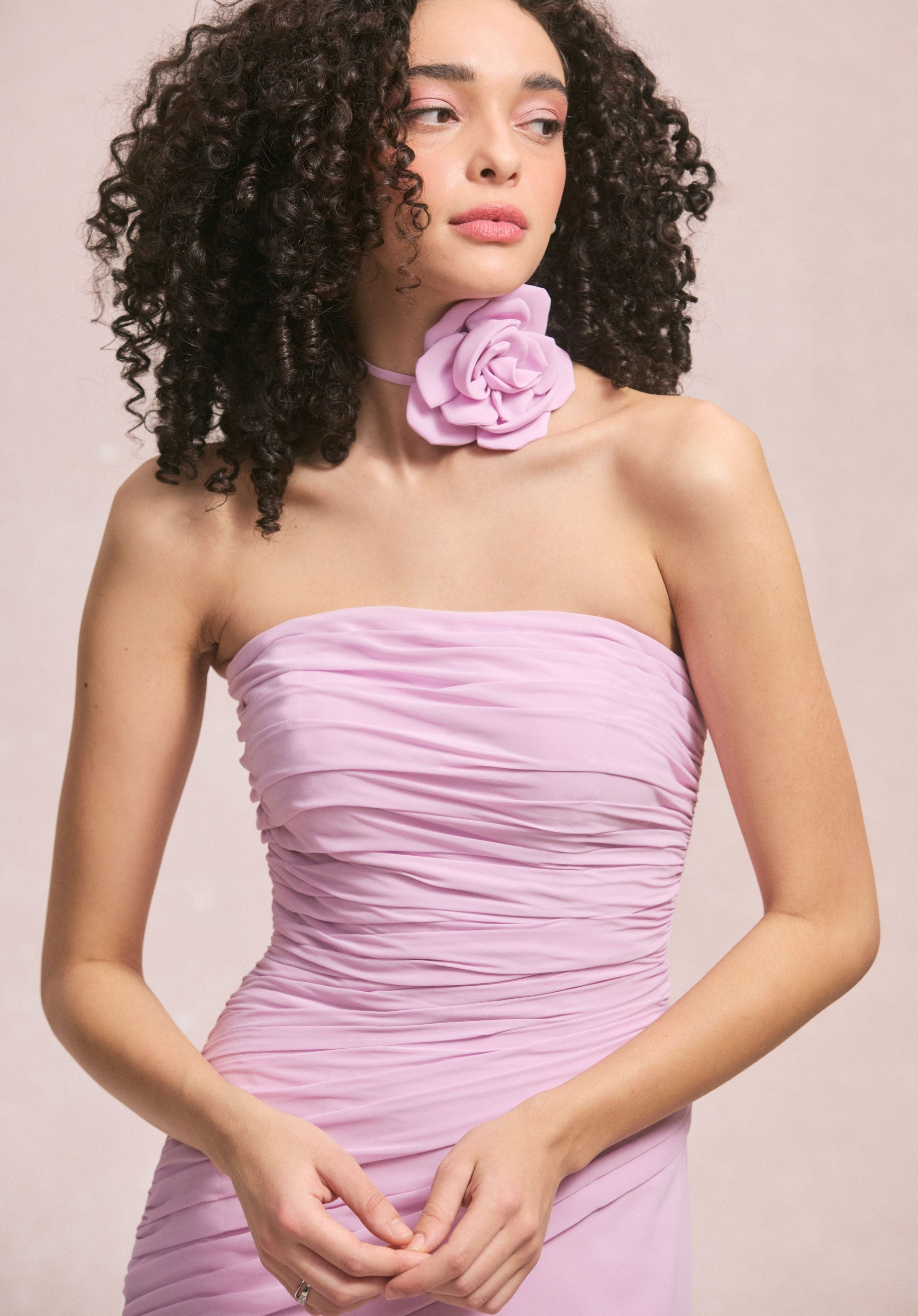 Asymmetric Dropped Waist Chiffon Bridesmaid Dress