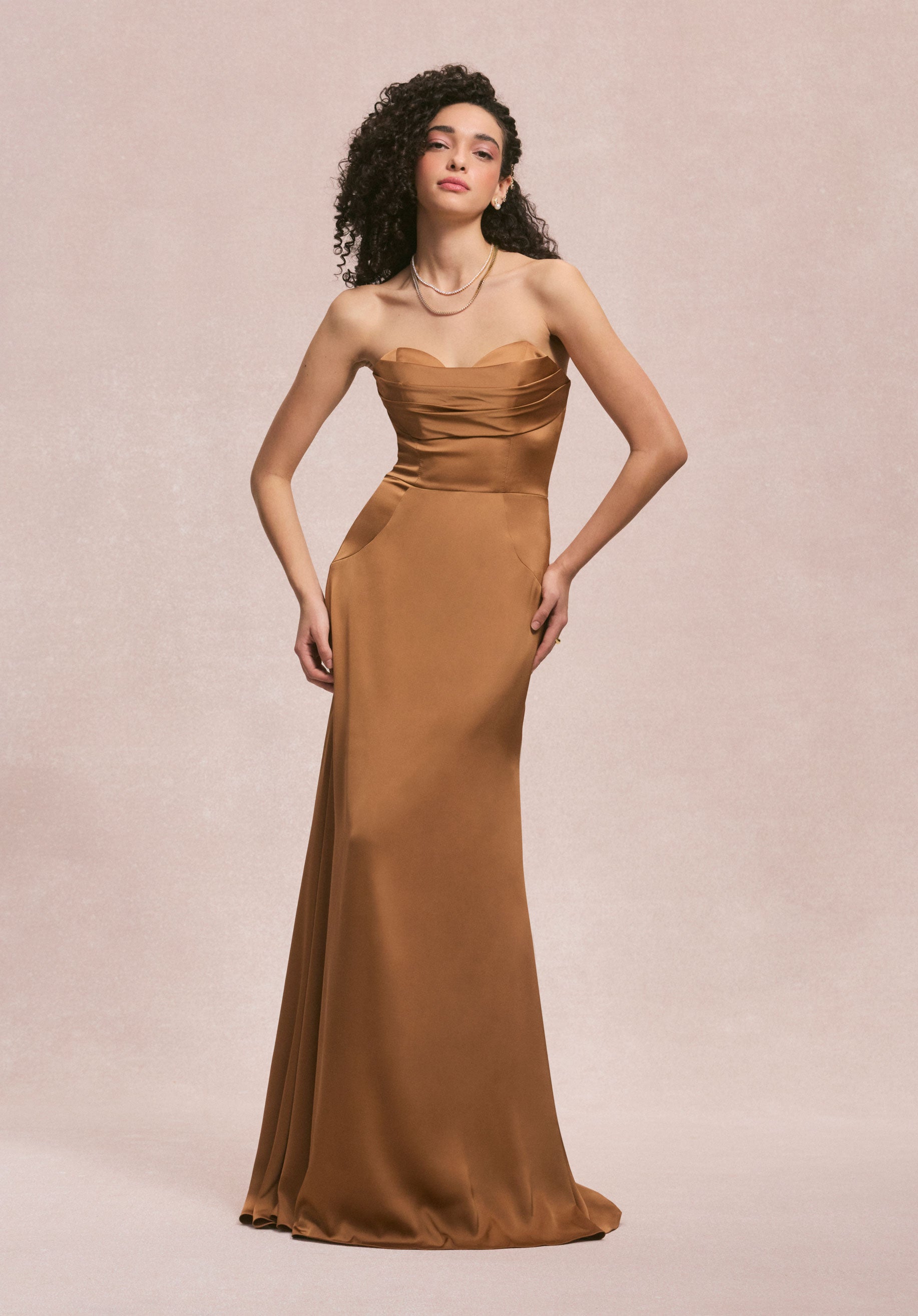 Sweetheart Seam Draped Luxe Satin Bridesmaid Dress Morilee