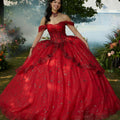 Contrasting Floral Beading Quinceañera Dress with Rhinestone Trim Morilee