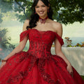 Contrasting Floral Beading Quinceañera Dress with Rhinestone Trim Morilee