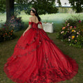 Contrasting Floral Beading Quinceañera Dress with Rhinestone Trim Morilee