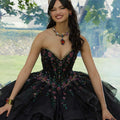 Floral Patterned Glitter Tulle with Split Skirt Overlay Morilee
