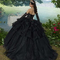 Floral Patterned Glitter Tulle with Split Skirt Overlay Morilee