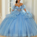 Three-Dimensional Floral Metallic Embroidered Quinceañera Dress with Waterfall Back Skirt Morilee