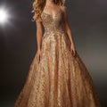 Beaded Lace and Glitter Ball Gown Prom Dress