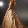 Beaded Lace and Glitter Ball Gown Prom Dress