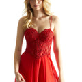 Embroidered Bustier Prom Dress with Chiffon Skirt Morilee