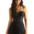 Embroidered Bustier Prom Dress with Chiffon Skirt Morilee