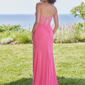 Rosette Criss Cross Bodice Jersey Prom Dress Morilee