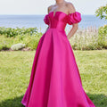 V-Notch Mikado Ball Gown with Puff Sleeves Morilee