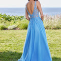 Plunging A-Line Prom Dress with Embroidered Appliqués Morilee