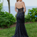 Sequin and Beaded Net Prom Dress with Chandelier Sleeves Morilee