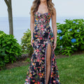 Multicolor Floral Sequin Fit and Flare Prom Dress Morilee