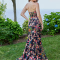 Multicolor Floral Sequin Fit and Flare Prom Dress Morilee