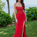 Draped Jersey Prom Dress with Beaded Strapless Bodice Morilee