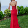 Draped Jersey Prom Dress with Beaded Strapless Bodice Morilee