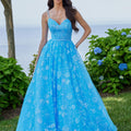 Floral Glitter A-Line Ball Gown Prom Dress Morilee