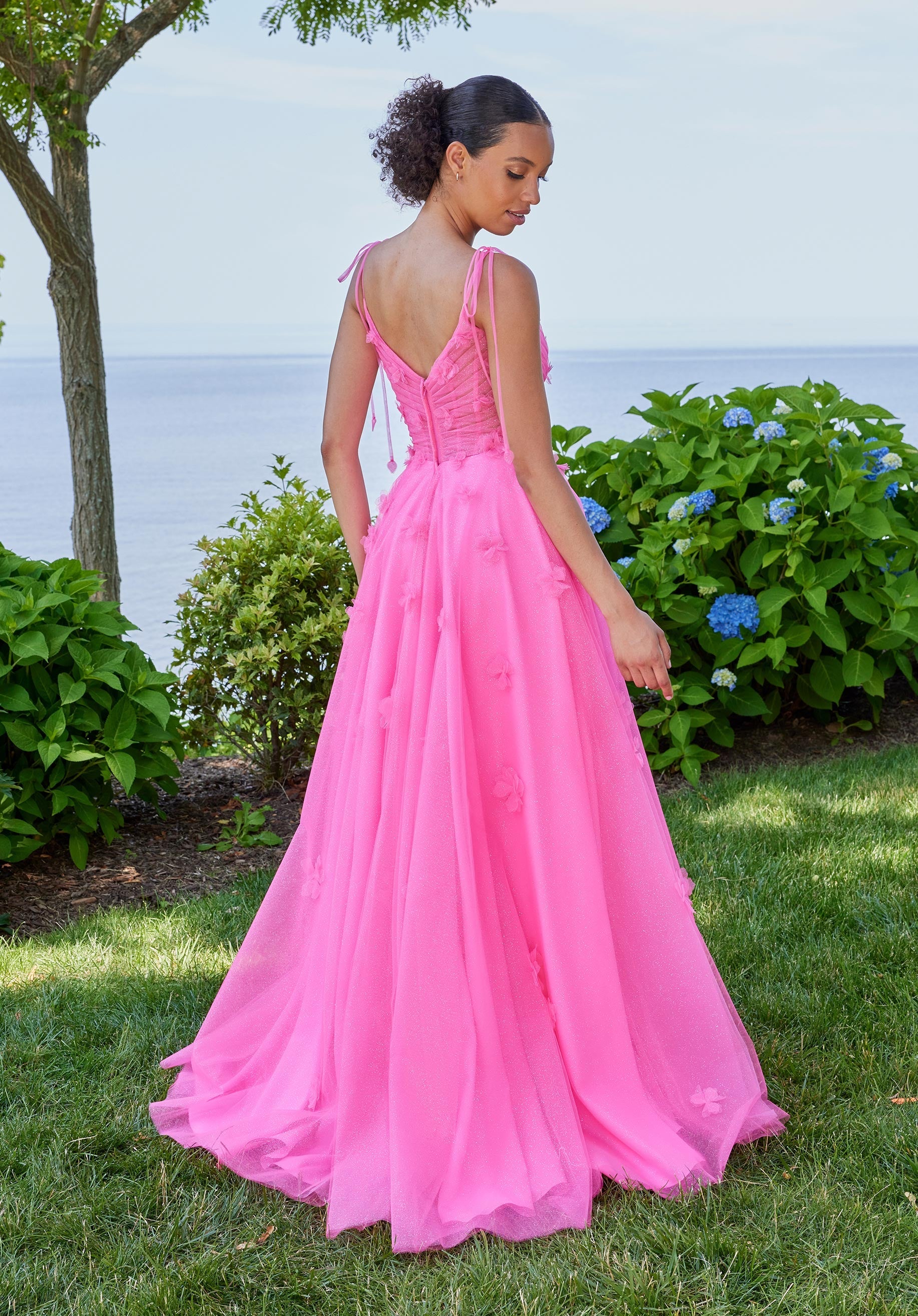 Ruched Ball Gown Prom Dress with Three Dimensional Florals Morilee