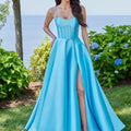 Mikado Ball Gown Prom Dress with Boning and Bows Morilee