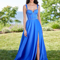 Crystal Beaded Bustier Satin Prom Dress Morilee