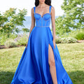 Crystal Beaded Bustier Satin Prom Dress Morilee