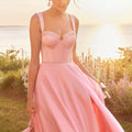 Crystal Beaded Bustier Satin Prom Dress Morilee