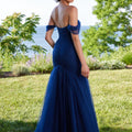 Draped Tulle Mermaid Prom Dress with Crystal Bows Morilee