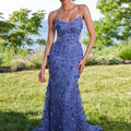 Three Dimensional Floral Beaded Net Prom Dress Morilee