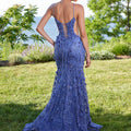 Three Dimensional Floral Beaded Net Prom Dress Morilee