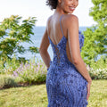 Three Dimensional Floral Beaded Net Prom Dress Morilee