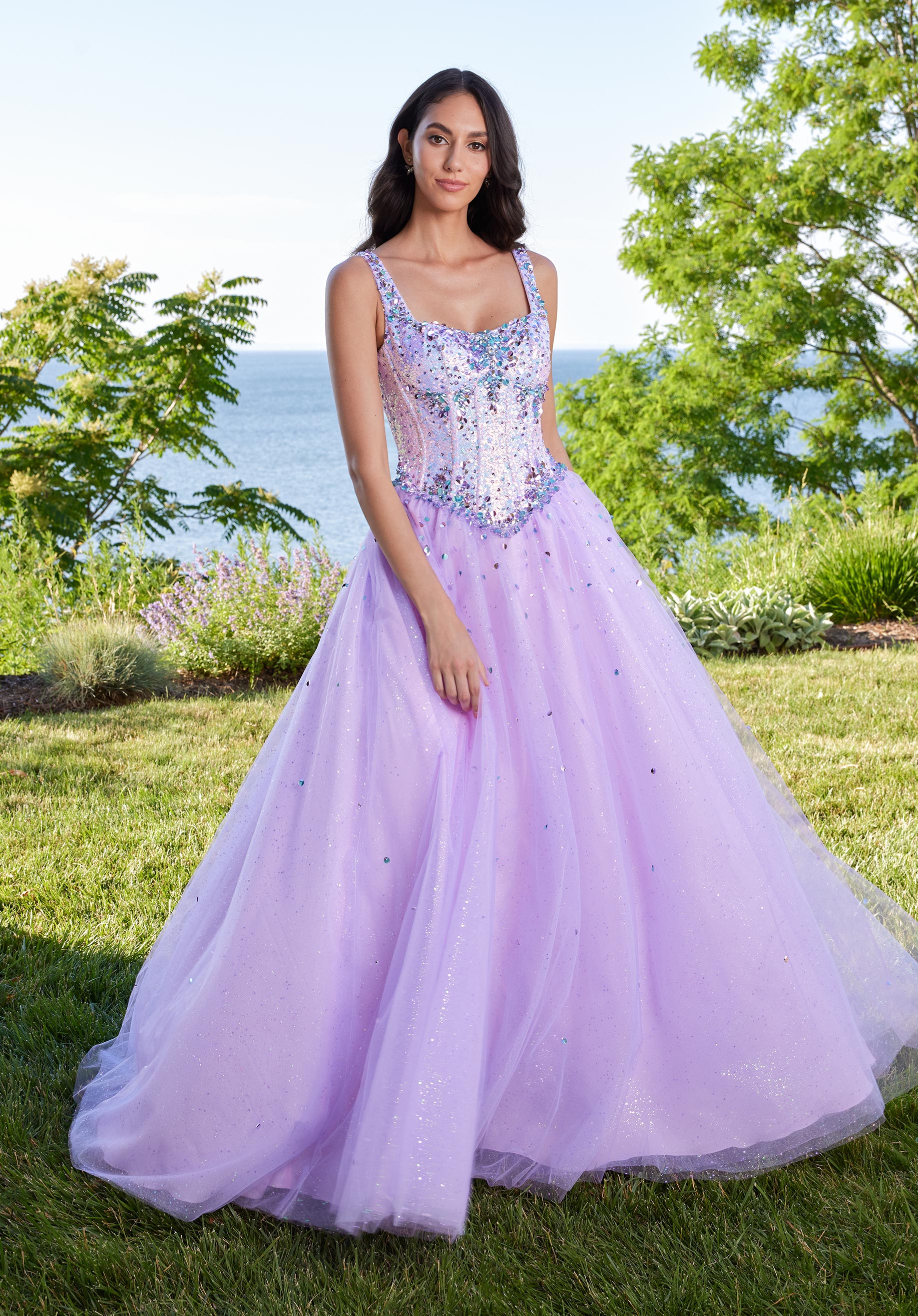 Tulle Ball Gown Prom Dress with Beaded Corset Bodice Morilee