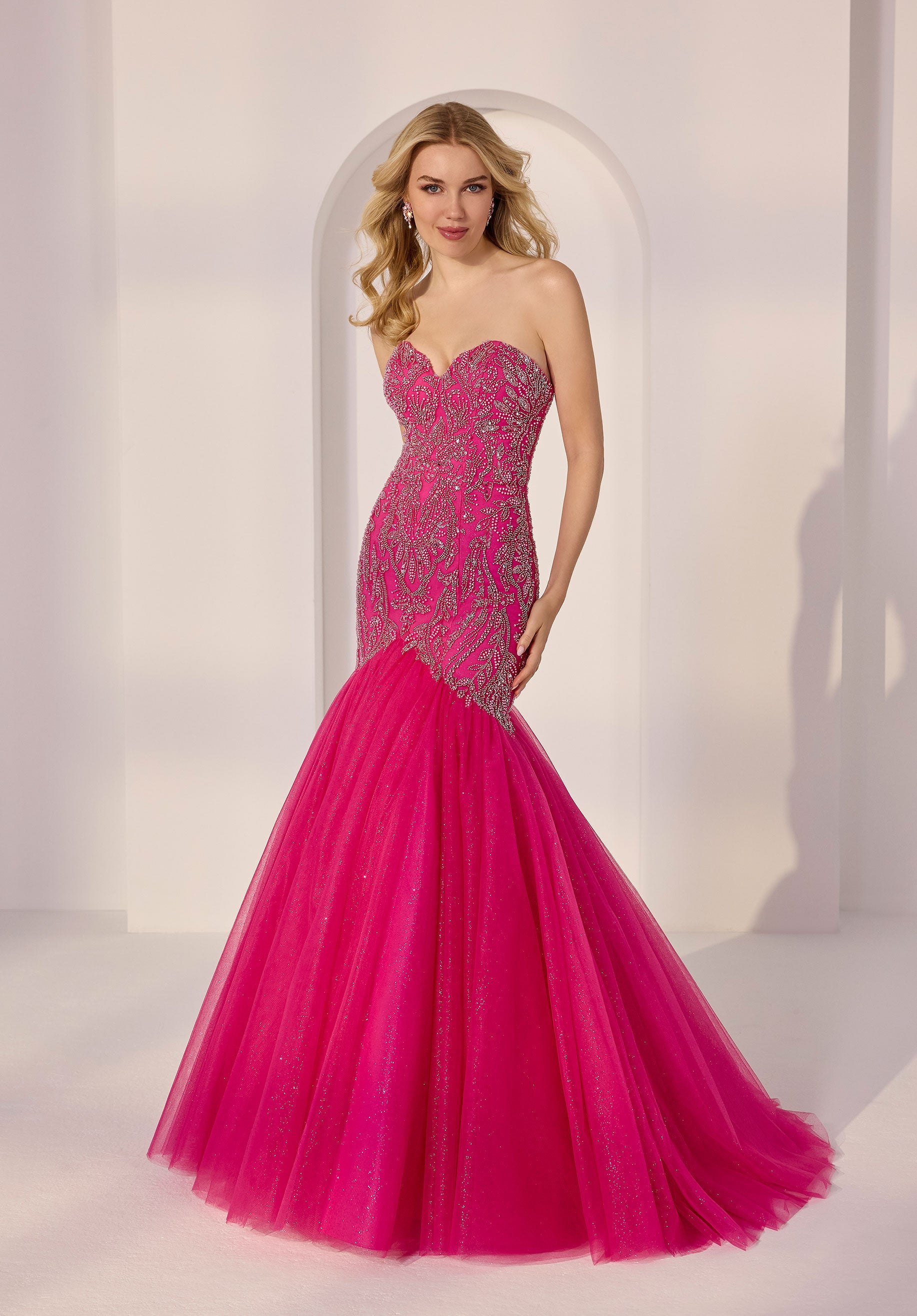 Strapless Sequin Beaded Mermaid Party Dress