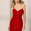 Cat Eye Asymmetrically Draped Glitter Tulle Party Dress Morilee