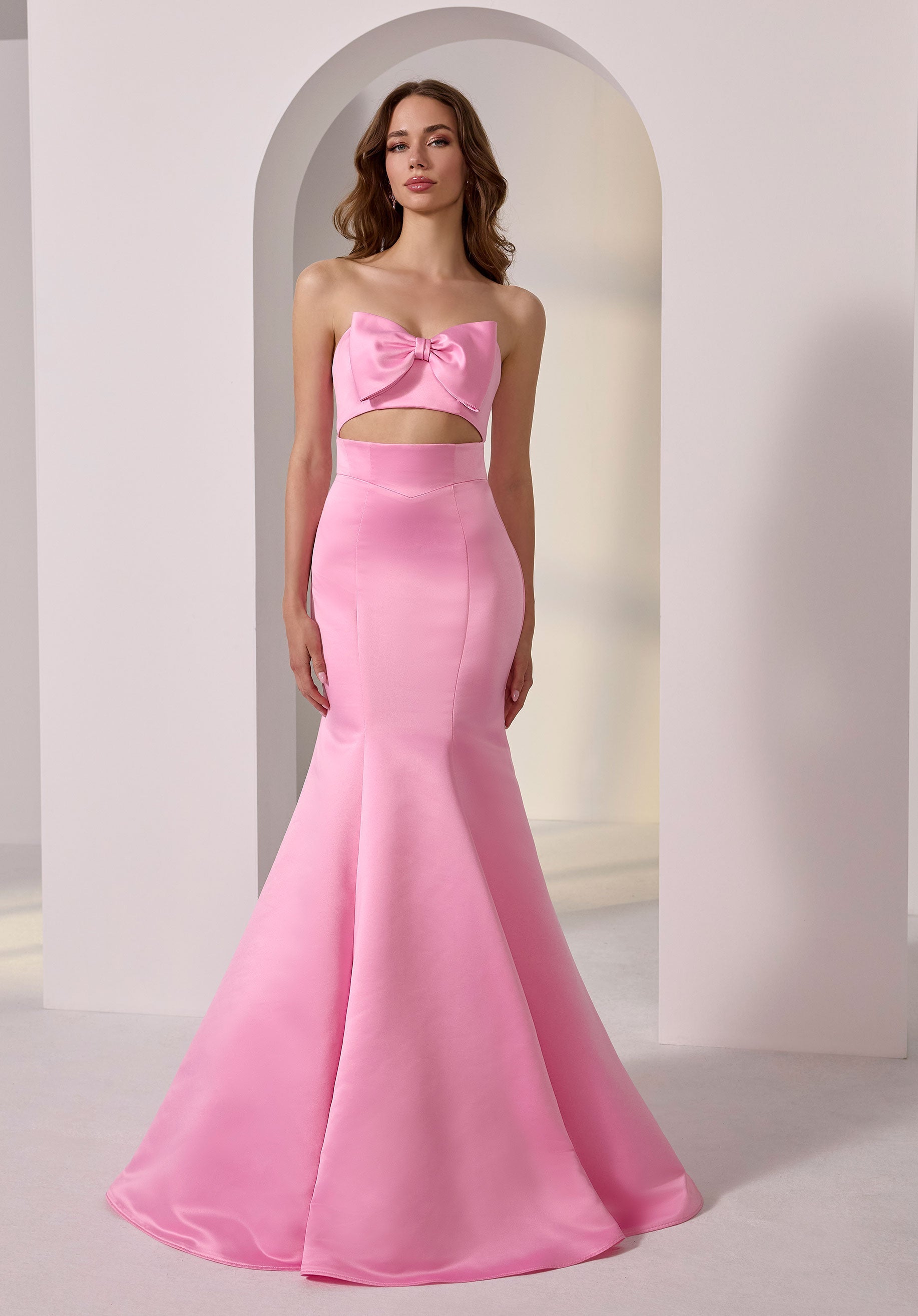 Bow Bodice Satin Mermaid Party Dress