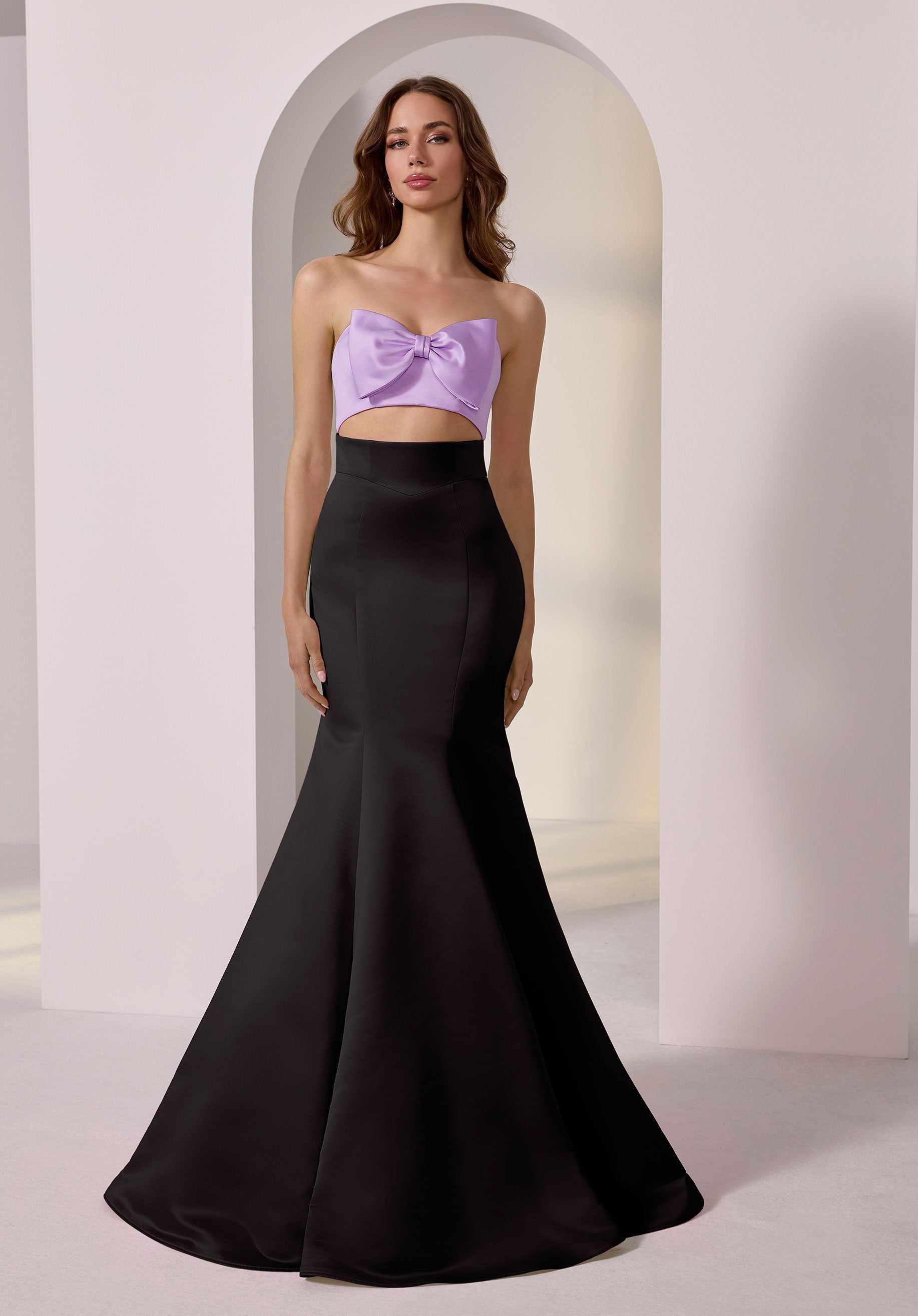 Bow Bodice Satin Mermaid Party Dress