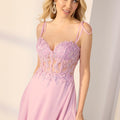 Sheer Beaded Lace and Chiffon A-Line Party Dress Morilee