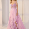 Sheer Beaded Lace and Chiffon A-Line Party Dress Morilee
