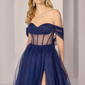 Sweetheart Neck Sheer Corset Glitter Tulle Party Dress Morilee