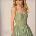 Twist Front Crystal Boned Foiled Tulle Party Dress Morilee